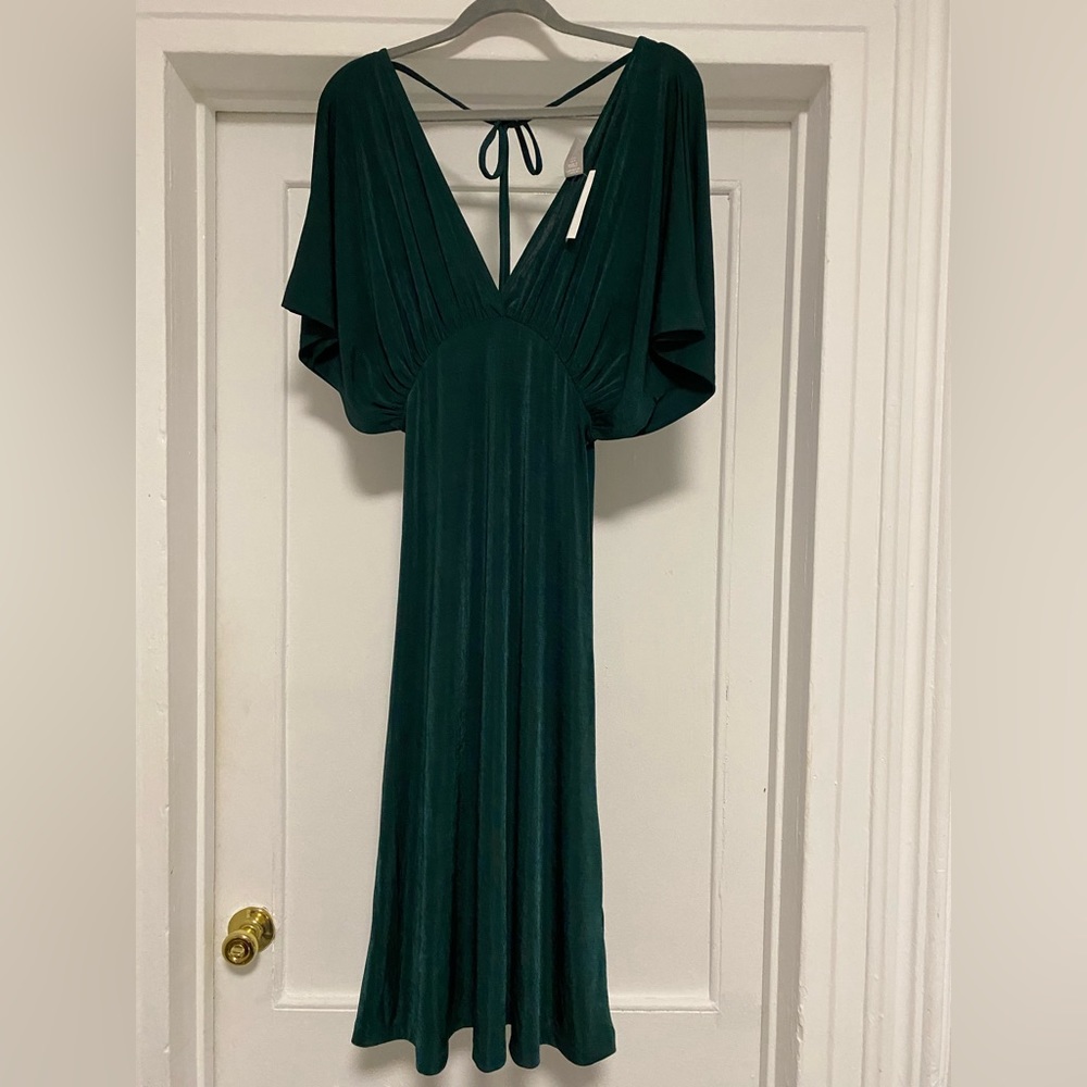 H&M Empire Waist A Line Emerald Green Dress